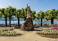 Statue von William Tell auf der Promenade in Lugano Tessin